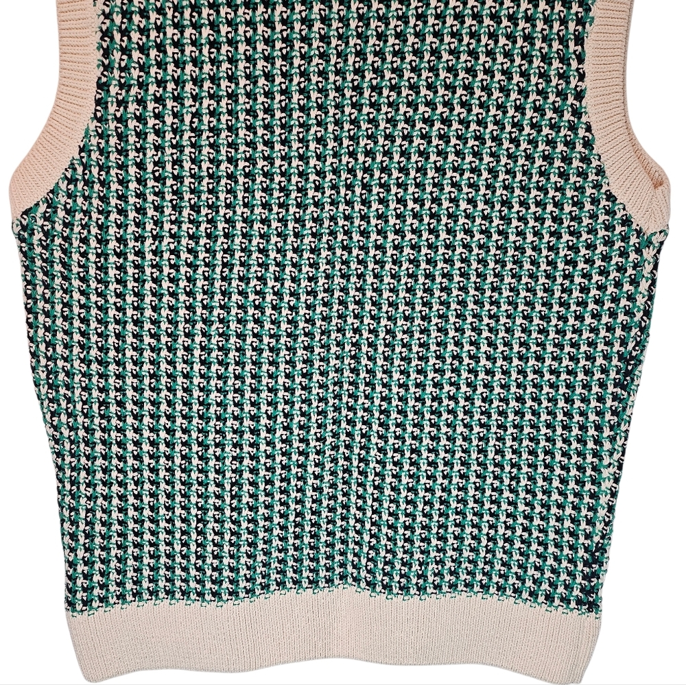 Zara Mens V-Neck Sweater Vest in Green, Cream Size Large/ XLarge - Picture 6 of 9